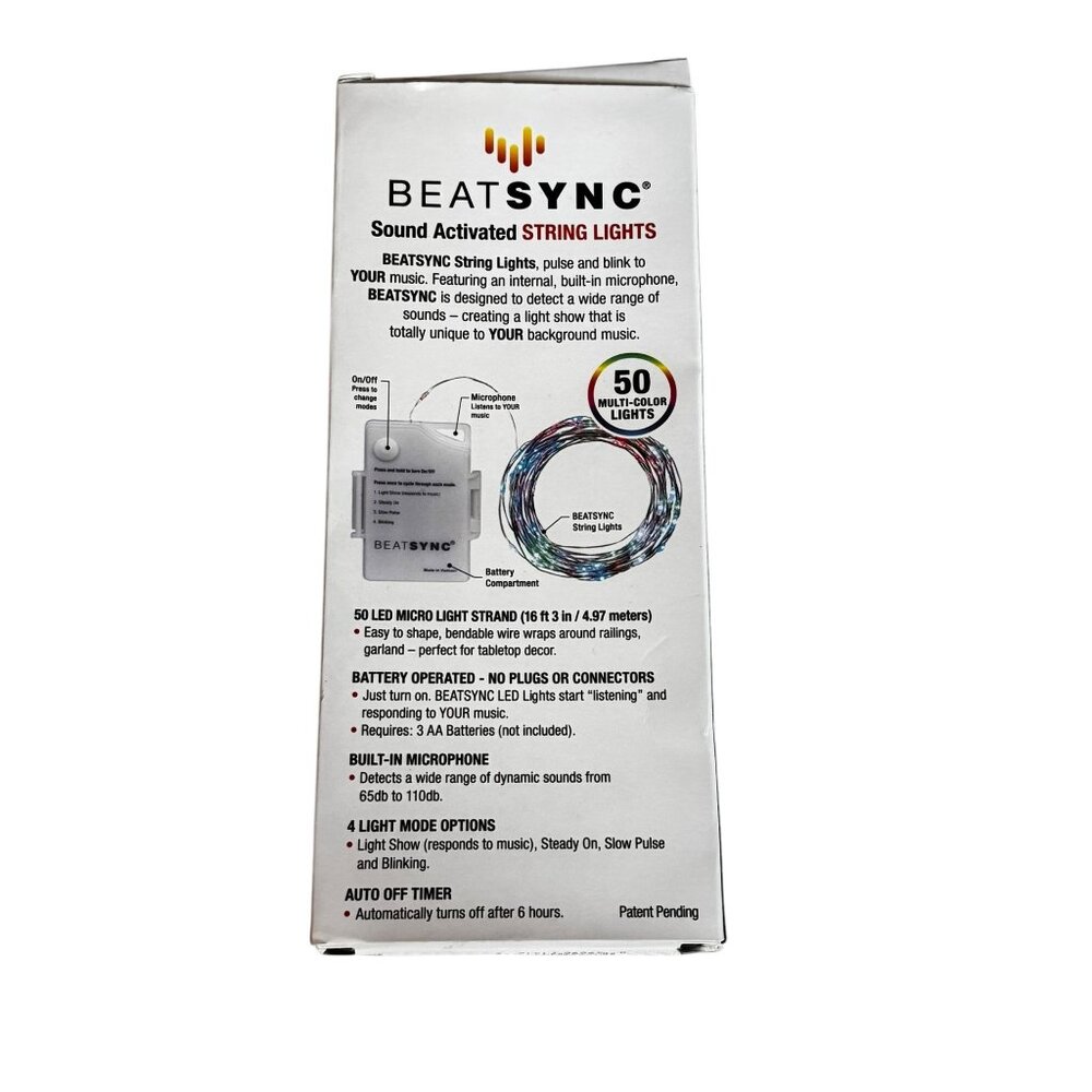 BeatSync 4 Function Christmas String Lights 50 Multi-Color LEDs 16'3" Indoor/Out - Picture 4 of 8